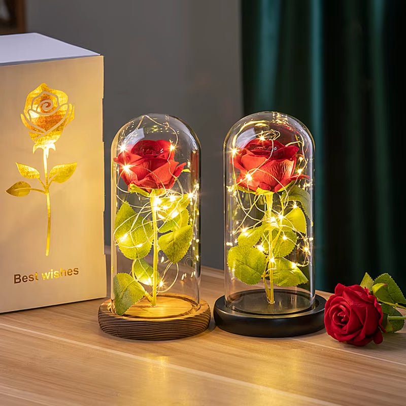 Rose Éternelle sous Cloche Lumineuse – Cadeau Romantique et Élégant - Mon1erAmour